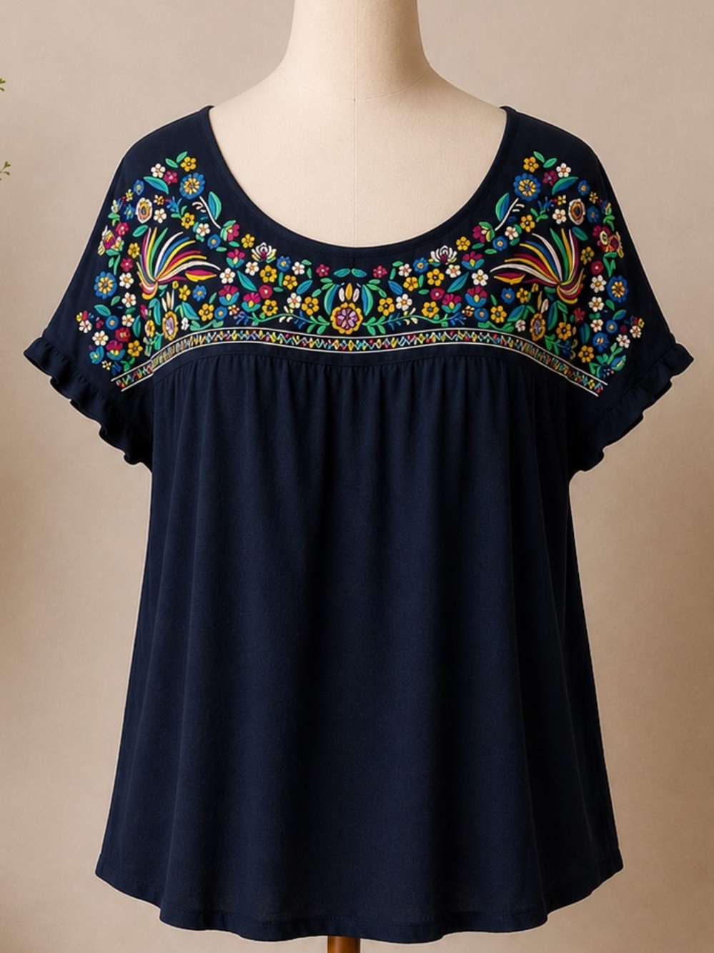 Tempted Hearts Navy Floral Print Scoop Tunic